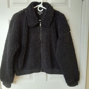 J. CREW  Womens Vlack zip Teddy Faux Fur Jacket Casual Everyday Size L